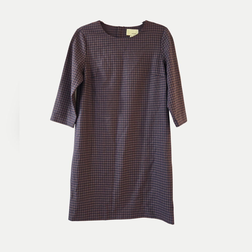 The Korner 3/4 Sleeve Blue And Green Plaid Dress Sz S NWT